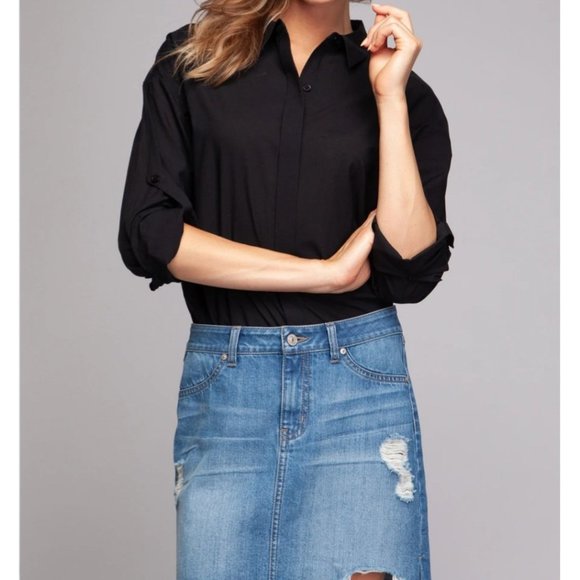 Always And Forever Long Sleeve Button Down Shirt (Black) - Picture 2 of 4